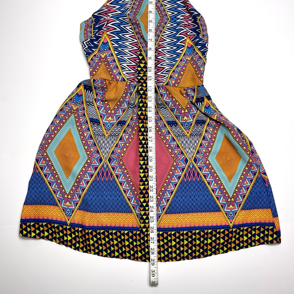 Gianni Bini Aztec A-line Halter Neck Spaghetti Strap Sleeveless Mini Sundress XS - Picture 3 of 7
